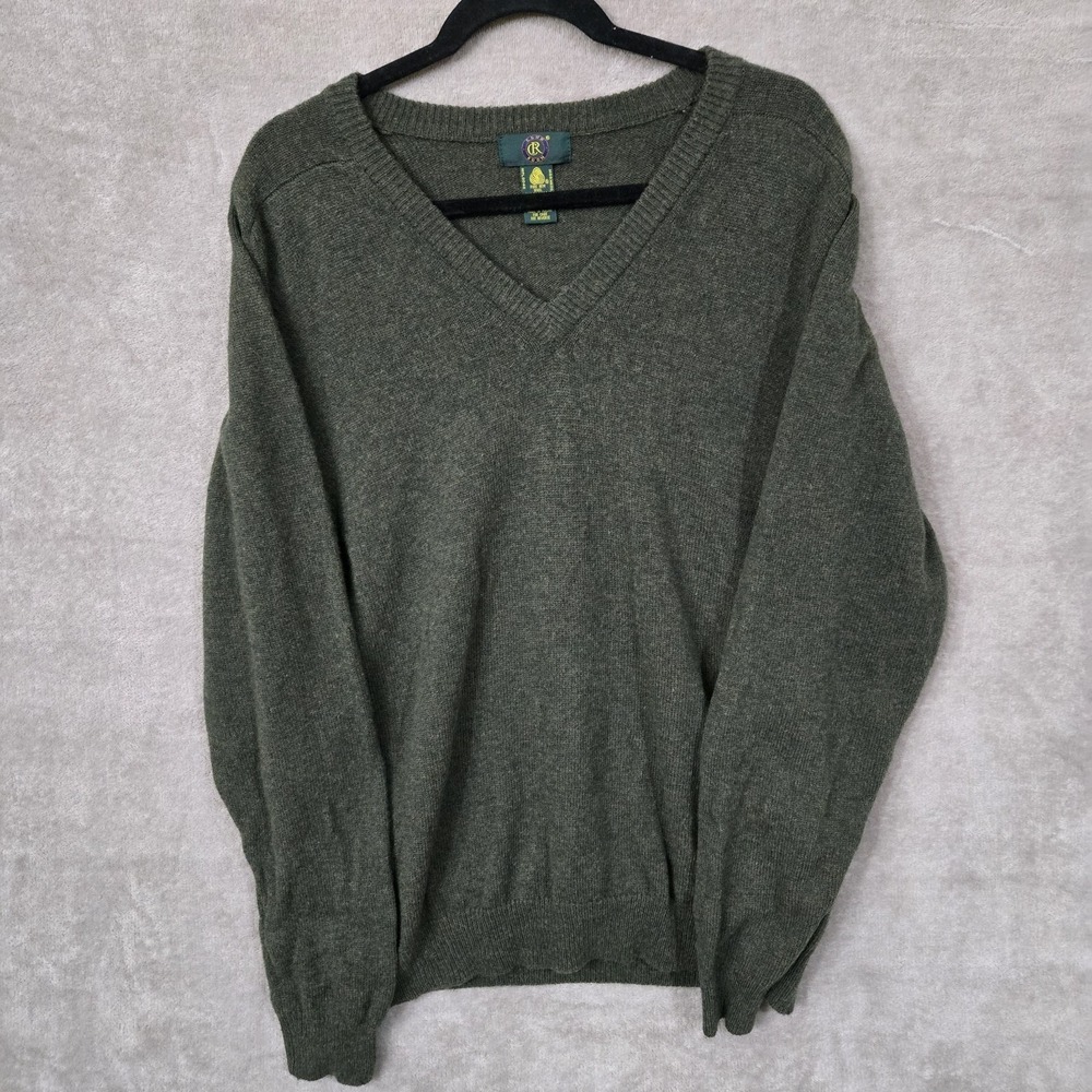 Club Room Mens Large Lambs Wool Sweater Olive‎ Gorp Old Money Heritage Corporate